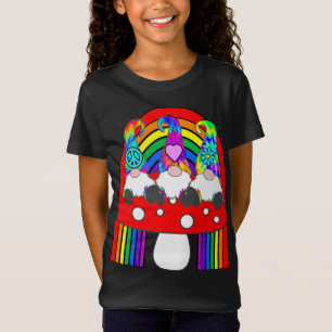 T-Shirt 3 Gnomes hippies sur le champignon sous Rainbow Wh