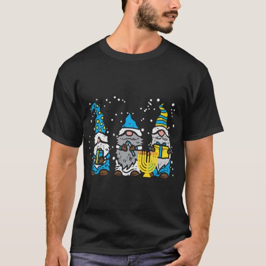 T-shirt 3 Gnomes Menorah Juif Hanoukka Chanukah Gardenin (Devant)