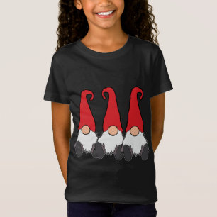 T-Shirt 3 Gnomes nordiques Hiver Tomte Nisse Rouge Casquet