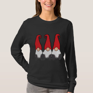 T-shirt 3 Gnomes nordiques Hiver Tomte Nisse Rouge Casquet