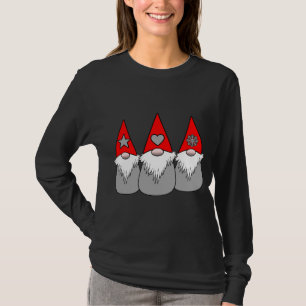 T-shirt 3 Gnomes nordiques Noël Hiver Rouge Gris Casquette