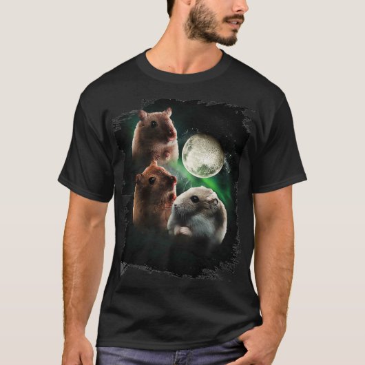 T-shirt 3 Hamster Lune Loup Hamsters Loups hurler (Devant)