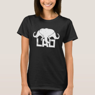 T-shirt 3 Headed Elephant LAO Original Kingdom of Laos Fla