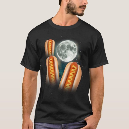 T-shirt 3 Hotdogs hurlant sur la lune des Wieners non char (Devant)
