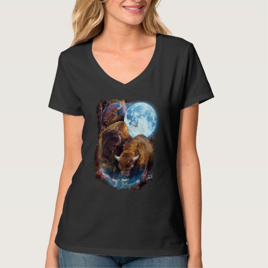 T-shirt 3 Lune Bison Buffle Animal Bison (Devant)