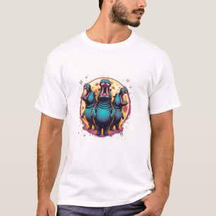 T-shirt 3 Moo Deng Moon Howling Moo Deng Hippo Mème Hommes