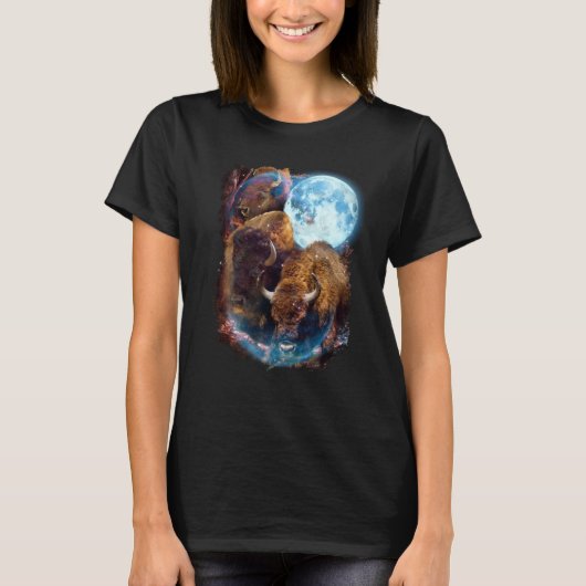 T-shirt 3 Moon Bison Buffalo Animal Bison (Devant)