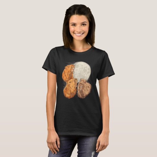 T-shirt 3 Moon Capybara Trois Capybaras Et Moon Pun Humo (Devant entier)