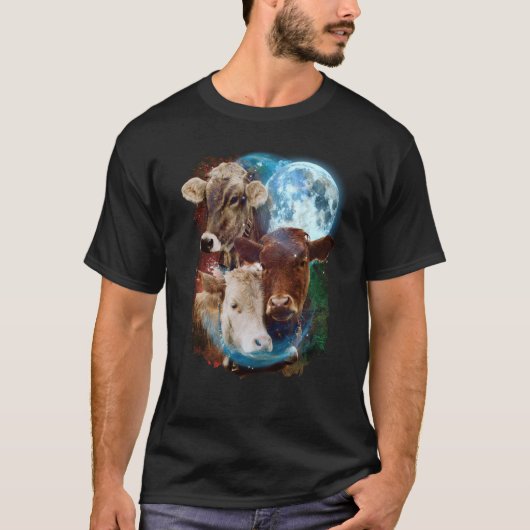 T-shirt 3 Moon Cow Livestock Cattle Animal (Devant)