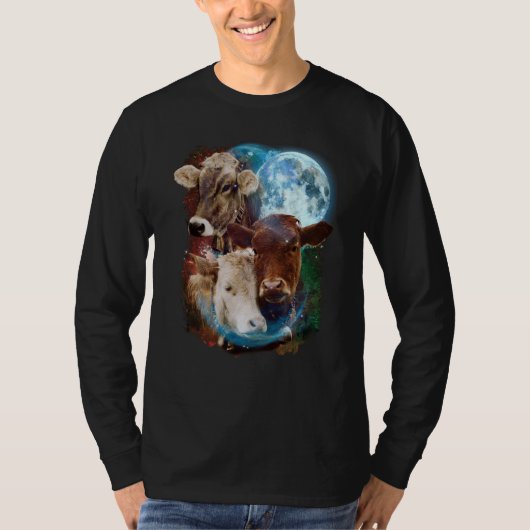 T-shirt 3 Moon Cow Livestock Cattle Animal (Devant)