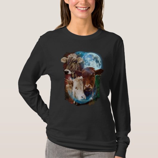 T-shirt 3 Moon Cow Livestock Cattle Animal (Devant)