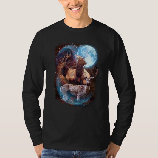 T-shirt 3 Moon Deer Animal Reindeer Graphic (Devant)