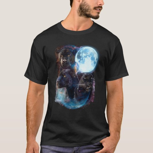 T-shirt 3 Moon Panther Cougar Graphic Animal (Devant)