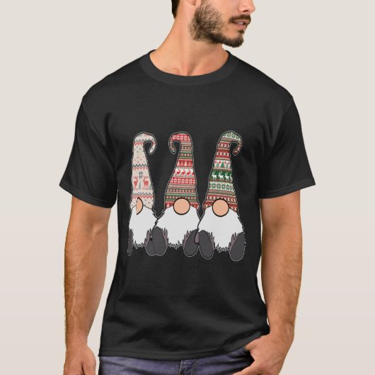 T-shirt 3 Nordic Gnomes Winter Christmas Swedish Tomte Cut (Devant)