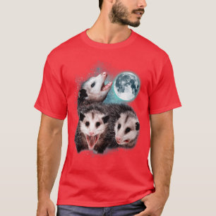T-shirt 3 Opossum Lune Hurlement Tête d'Opossum Drôle Pour