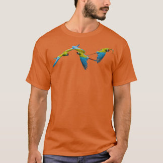 T-shirt 3 Perroquet macaw vert volant bleu et jaune