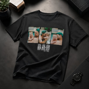 T-shirt 3 Photo Papa le plus cool Ét. Année personnalisée
