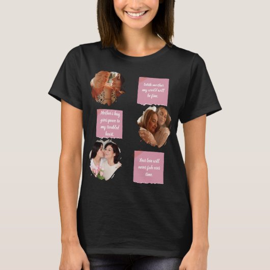 T-shirt 3 Photos Collage Heart Shape Happy Mother's Day  (Devant)
