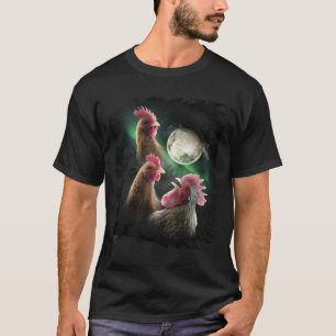 T-shirt 3 Poules Lune Loup Poules Hurlement Loups