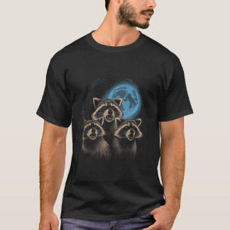 T-shirt 3 Racoon Moon Howling Raccoon Head Drôle Pour Homm