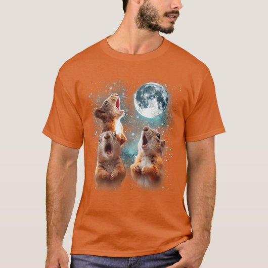 T-shirt 3 Squirrel Moon Howling Squirrel Head Funny for Me (Devant)