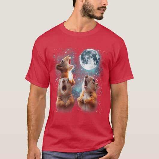 T-shirt 3 Squirrel Moon Howling Squirrel Head Funny for Me (Devant)