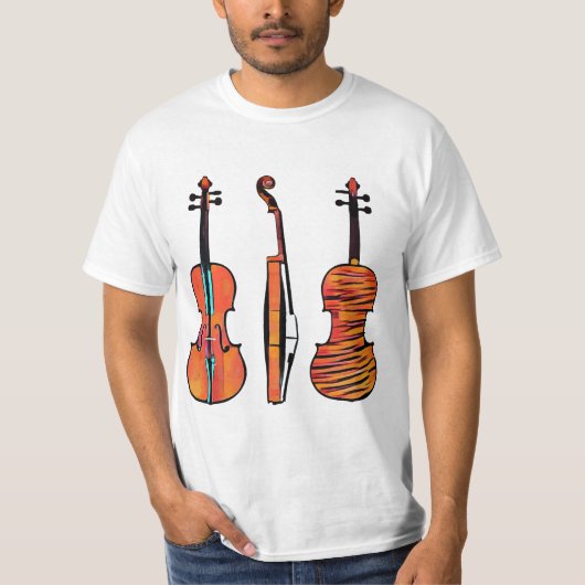 T-shirt 3 violons Instruments de musique originaux Pop Art (Devant)