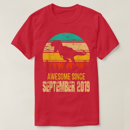 T-shirt 3 Year Old Gifts Awesome September 2019 Dinosaur 3 (Design devant)