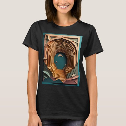 T-shirt 3D Paper Art Design (Devant)
