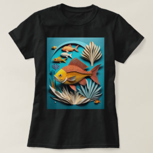 T-shirt 3D Paper Art Fish Design