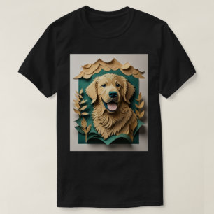 T-shirt 3D Paper Art Golden Retriever Design