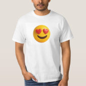 T-shirt 3d yellow smiling emoji face with heart shaped eye (Devant)