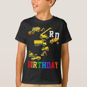 T-shirt 3e anniversaire Camions de construction 3 ans Garç