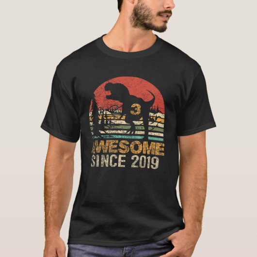 T-shirt 3E Anniversaire Dinosaure Awesome 2019 T Rex 3 Ann (Devant)