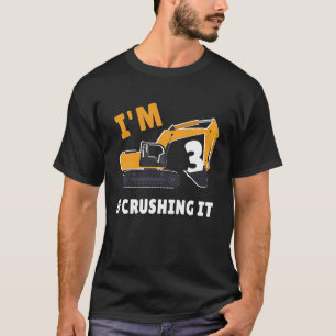 T-shirt 3e Anniversaire Excavateur J'ai 3 ans et l'écraser
