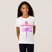 T-Shirt 3e anniversaire fête Pink dragonfly girly mignonne (Devant entier)