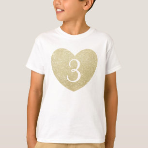 T-shirt 3e anniversaire fille coeur de Parties scintillant