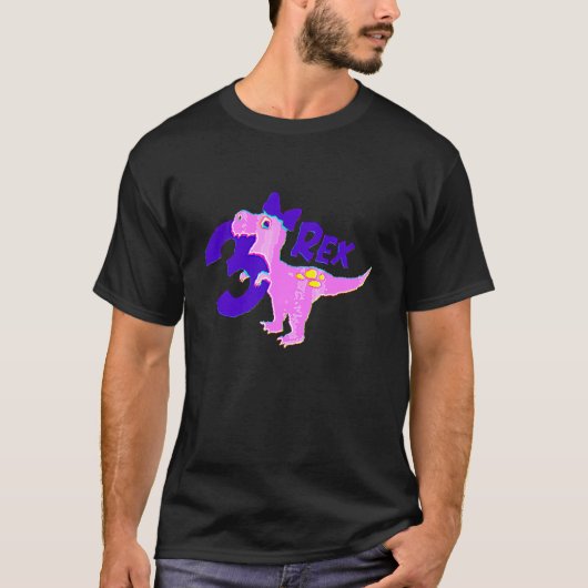 T-shirt 3e anniversaire fille Dinosaur T Rex enfants 3 ans (Devant)