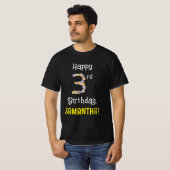 T-shirt 3e anniversaire : Fleurs florales Numéro "3" + Nom (Devant entier)