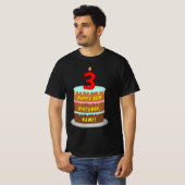T-shirt 3e anniversaire — Fun Cake & Candle, avec nom pers (Devant entier)