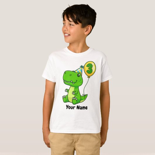 T-shirt 3e anniversaire T-Rex Balloon (Devant entier)