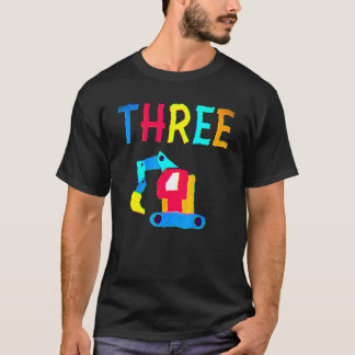 T-shirt 3e anniversaire Trois 3 ans Boy Construction Tr