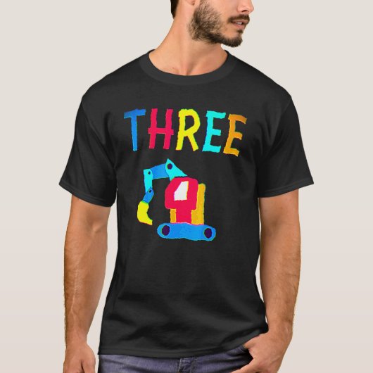 T-shirt 3e anniversaire Trois 3 ans Boy Construction Tr (Devant)