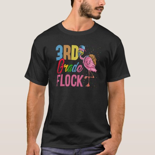 T-shirt 3e Grade Flock Pink Flamingo First Day Of Choo (Devant)