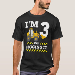 T-shirt 3ème Anniversaire Excavateur Je suis 3 Creding Il