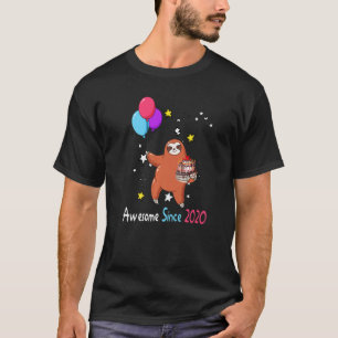 T-shirt 3ème anniversaire fille Sloth Awesome depuis 2020
