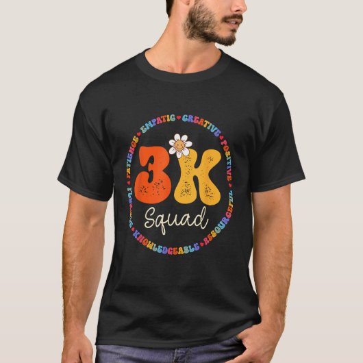 T-shirt 3K Squad Team Crew Teacher Kindergarten Kinder Ele (Devant)