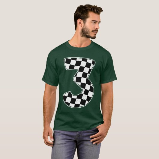 T-shirt 3rd Birthday Checkered Number 3 Car Racing Flag re (Devant entier)
