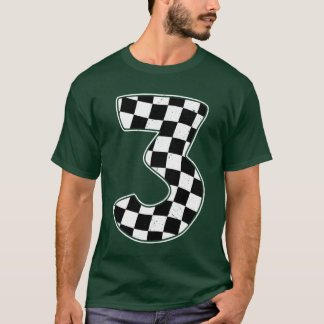 T-shirt 3rd Birthday Checkered Number 3 Car Racing Flag re