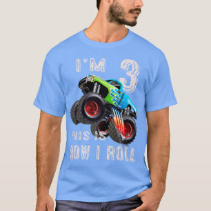 T-shirt 3rd Birthday Gifts I'm 3 This Is How I Roll Monste